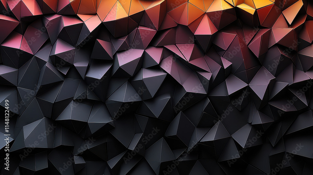 Poster dynamic abstract 3d triangular background with gradient colors and sharp geometric patterns