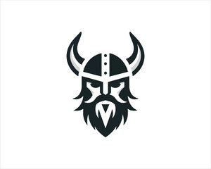 Viking Logo Design Vector Template. Nordic Viking logo. Viking face warrior modern simple logo. Viking Head Vector Illustration. Silhouette Nordic warrior symbol.