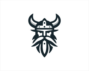 Viking Logo Design Vector Template. Nordic Viking logo. Viking face warrior modern simple logo. Viking Head Vector Illustration. Silhouette Nordic warrior symbol.