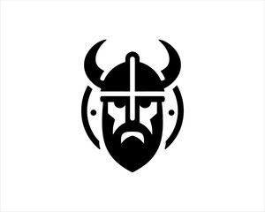 Viking Logo Design Vector Template. Nordic Viking logo. Viking face warrior modern simple logo. Viking Head Vector Illustration. Silhouette Nordic warrior symbol.