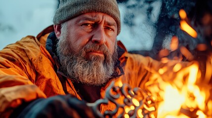 Traditional Blacksmith Forge Concept, Dramatic Blacksmith Capturing the Art of Twisting Heated Metal in a Fiery Workshop Setting