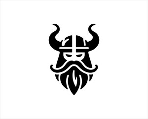 Viking Logo Design Vector Template. Nordic Viking logo. Viking face warrior modern simple logo. Viking Head Vector Illustration. Silhouette Nordic warrior symbol.