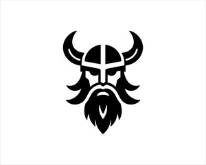 Viking Logo Design Vector Template. Nordic Viking logo. Viking face warrior modern simple logo. Viking Head Vector Illustration. Silhouette Nordic warrior symbol.