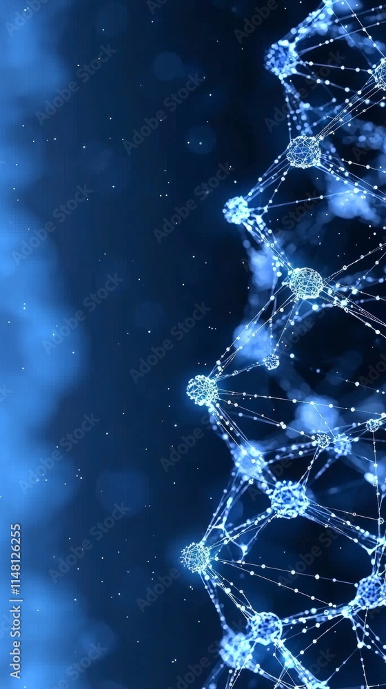 Poster abstract network connection glowing dots lines digital technology background