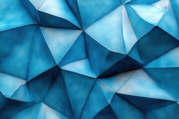 Obraz premium Abstract blue geometric texture with triangular facets and soft gradients.