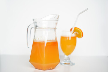 Citrus Delight. Orange Juice in Jug and Glass for Stock Photography