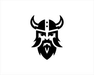 Viking Logo Design Vector Template. Nordic Viking logo. Viking face warrior modern simple logo. Viking Head Vector Illustration. Silhouette Nordic warrior symbol.