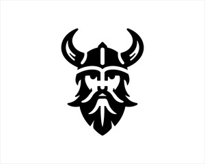 Viking Logo Design Vector Template. Nordic Viking logo. Viking face warrior modern simple logo. Viking Head Vector Illustration. Silhouette Nordic warrior symbol.