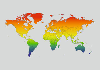 World map with network communication. Map with colorful gradient