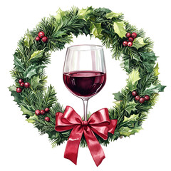 Christmas Red Wine Clipart Vector Illustration