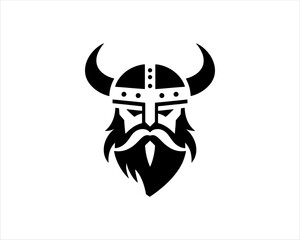 Viking Logo Design Vector Template. Nordic Viking logo. Viking face warrior modern simple logo. Viking Head Vector Illustration. Silhouette Nordic warrior symbol.