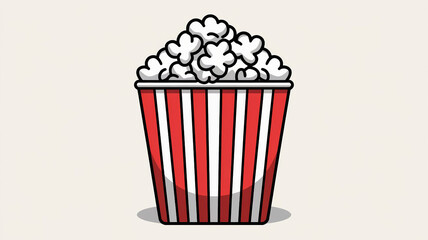Red and White Popcorn Bucket Filled with Tasty Popcorn for Movie Nights
