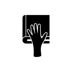 Book and Hand icon. Court icon. lawyer and justice icon logo vector.