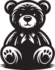 valentine teddy vector, Teddy bear logo illustration, Teddy bear silhouette vector black and white