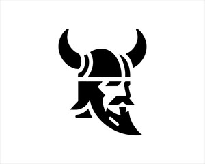 Viking Logo Design Vector Template. Nordic Viking logo. Viking face warrior modern simple logo. Viking Head Vector Illustration. Silhouette Nordic warrior symbol.