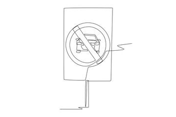 Car free zone sign. Car free zones concept one-line drawing