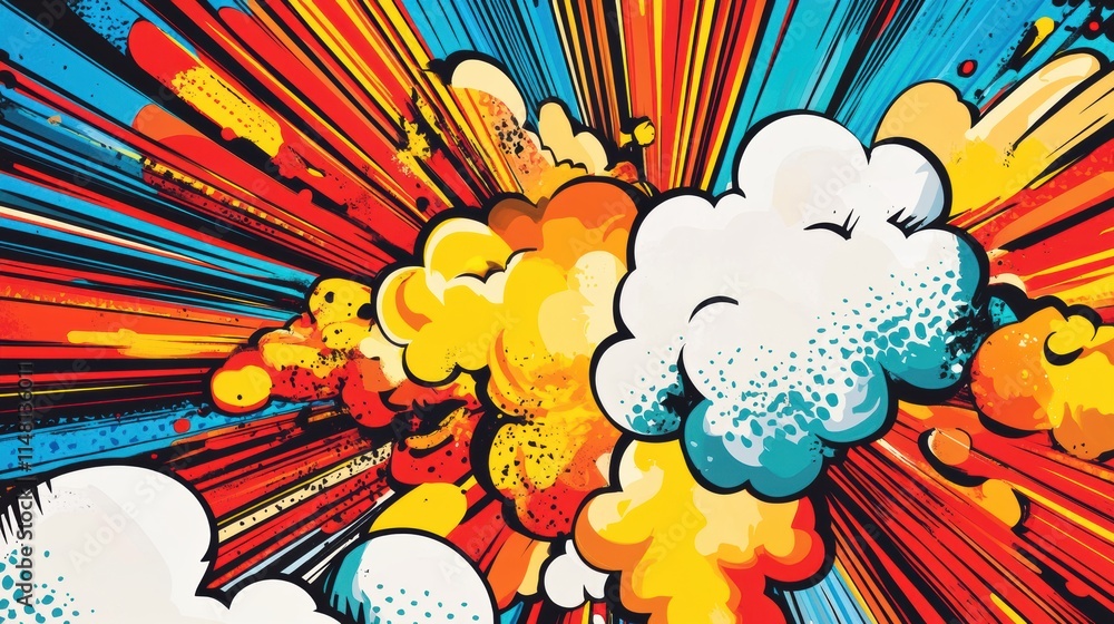 Poster Vibrant explosion of colors with dynamic shapes and bold lines in a stunning artistic composition. Generative AI