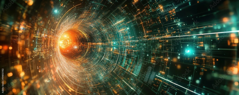 Aufkleber an intelligent quantum computer concept based on the cpu processor and the quantum qubits