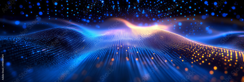 Poster abstract background with glowing lines and stars