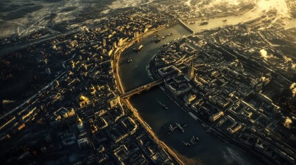 Russia, Vladimir. City center from the air. Golden Gate (Vladimir)