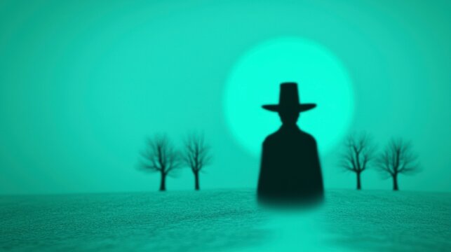 Mysterious Figure  Moonlit Landscape  Spooky Silhouette  Night Scene  Halloween  Dark  Eer