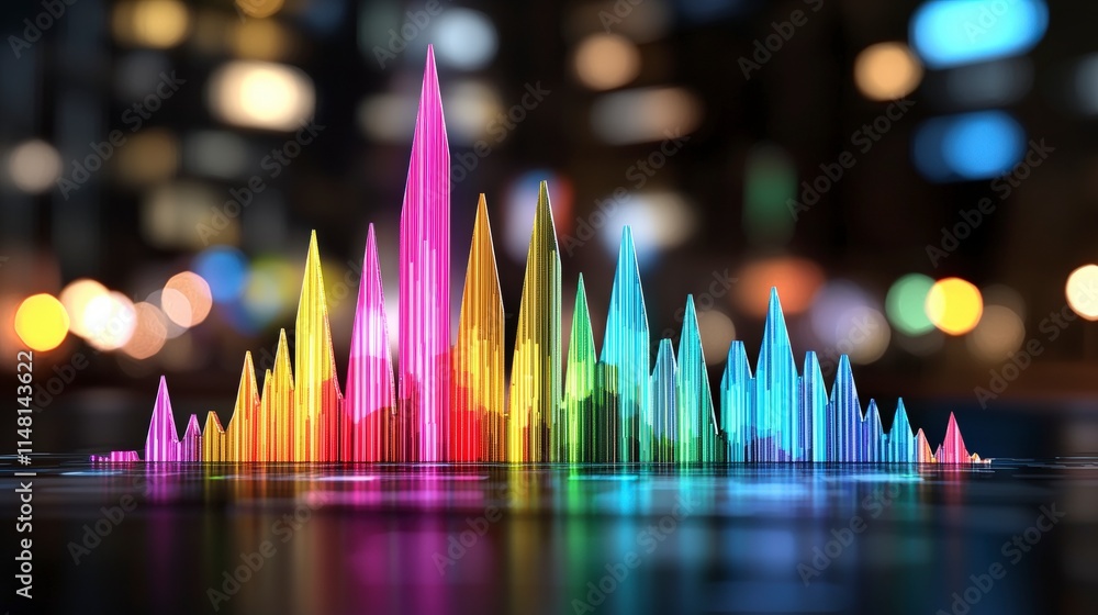 Poster abstract colorful data visualization graph business analytics financial chart night cit