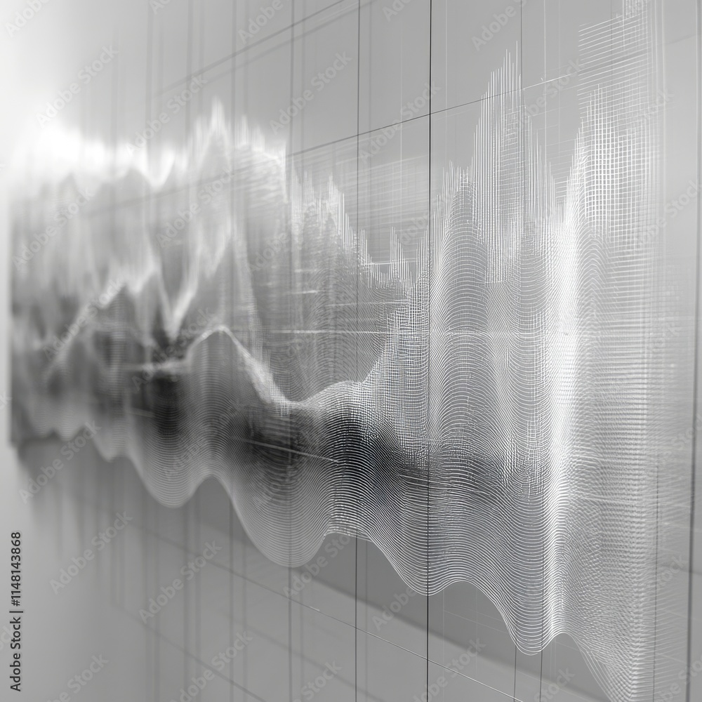 Poster a graph with a wave pattern. the graph is white and has a black line