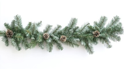Christmas garland on a white background. with copy space image. Place for adding text or design