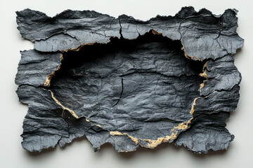 Fototapeta premium An image of a piece of paper with a burnt hole, showing the blackened edges around the opening,
