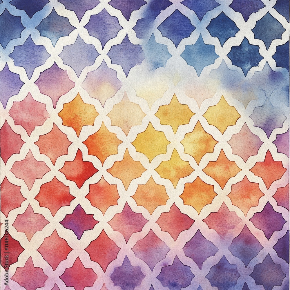 Poster a colorful pattern of squares and triangles. the squares are in different colors and the triangles a