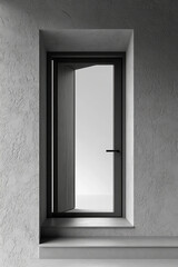 A partially opened window, with the handle visible, set against a plain white backdrop,