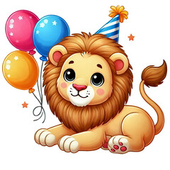 Fototapeta premium lion with balloons