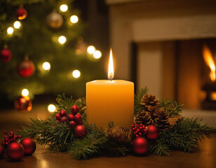 christmas candle and christmas tree