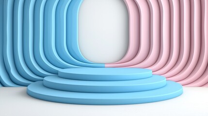 Obraz premium Abstract Pastel Blue Pink 3D Stage Background Modern Minimalist Design