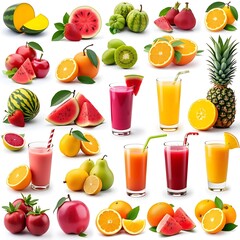set of fruit juice