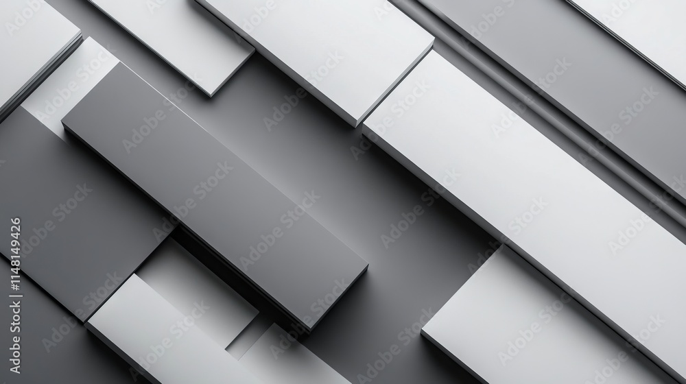 Aufkleber Minimalist abstract background featuring overlapping rectangular shapes in shades of gray, ideal for modern design projects.
