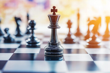 The king on the chessboard, a symbol of power and strategy, commanding every move in the pursuit of victory.