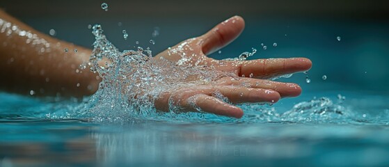 Fototapeta premium Hand splashing in a swimming pool.