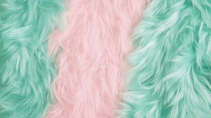 Fototapeta premium Pastel Pink and Mint Green Faux Fur Texture Background