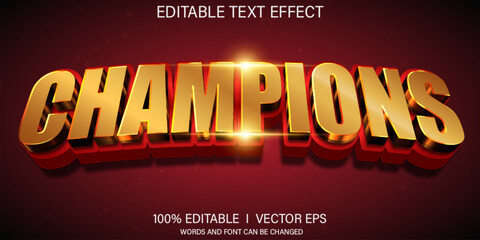 champions vector text effect with modern style design