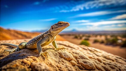 Lizard Rock Landscape Photography: Desert Reptile Sunbathing on Stone