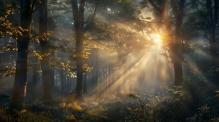 Sunrise through Forest Trees