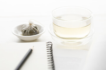 cup of hot tea and tea bag