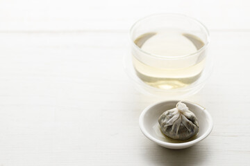 cup of hot tea and tea bag
