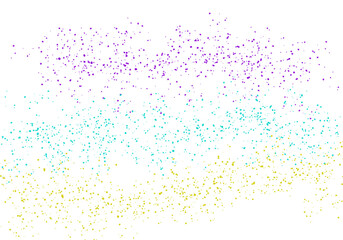Yellow, purple, and blue dots lined up on a transparent background.