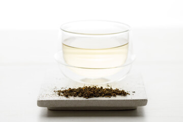 cup of hot tea and tea bag