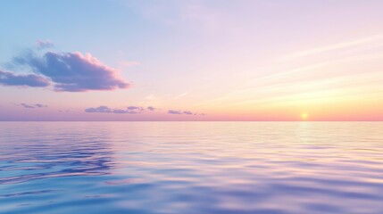 Fototapeta premium Tranquil Ocean Sunset with Soft Clouds and Colorful Sky