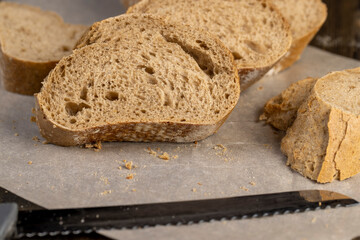 wheat flour bread in close-up