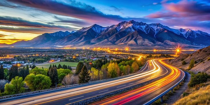 Long Exposure Highway 30 Utah Landscape: Tremonton, Logan Valley, Cache County Views
