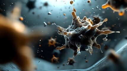 Microscopic View of Virus Cells: A Detailed 3D Render of Viral Particles